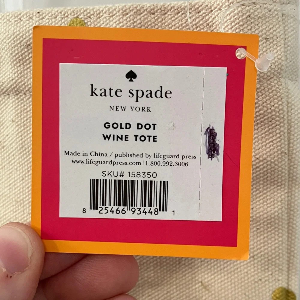 Kate Spade Gold Dot wine tote cream and Gold Canvas NWT handle bag gift bag